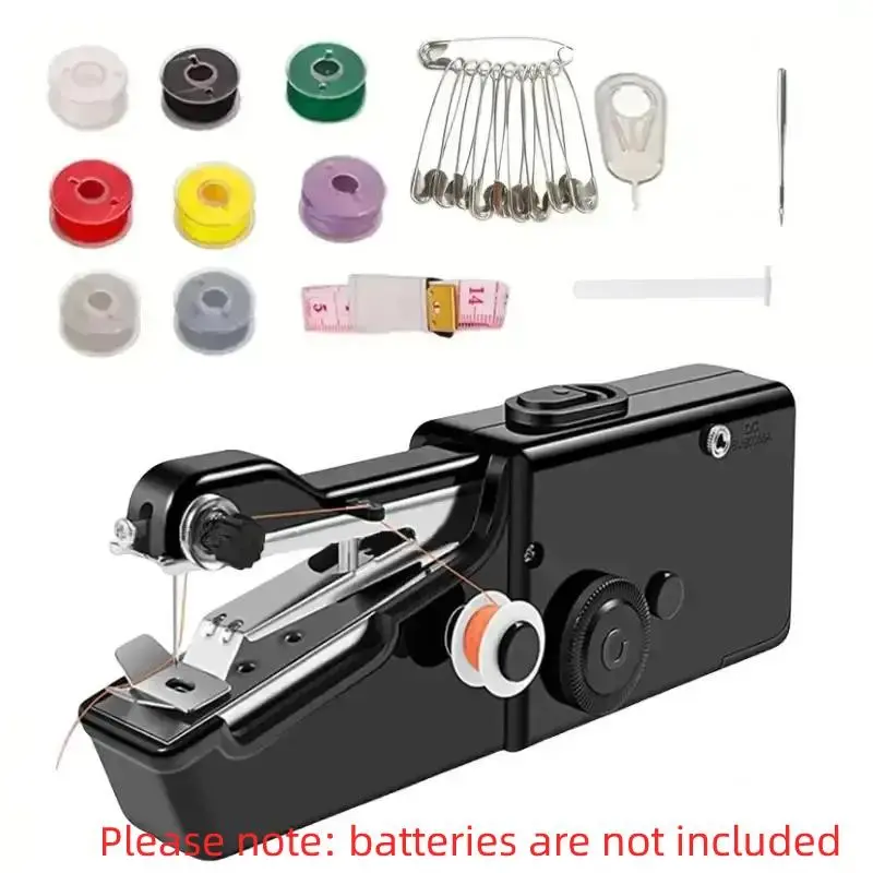 1pc Handheld Mini Sewing Machine, Hand Held Sewing Device Tool, Household Sewing Machine, Mini Portable Cordless Sewing Machine, Essentials For Home Quick Repairing And Stitch Handicrafts (Battery Not Included)