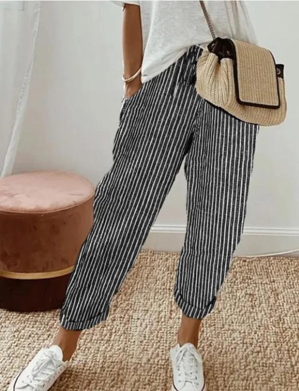 Aria Muse 2026 spring and summer hot fashion Japanese and Korean casual loose striped drawstring elastic waist casual pants