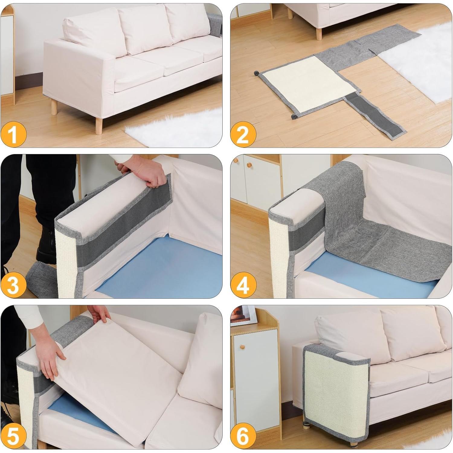 Sisal  Couch Protector Scratch Furniture Protector- Couch Protector from  Claws, Anti Couch Corner Sofa Protectors Furniture Scratch Guards for Cats - Right