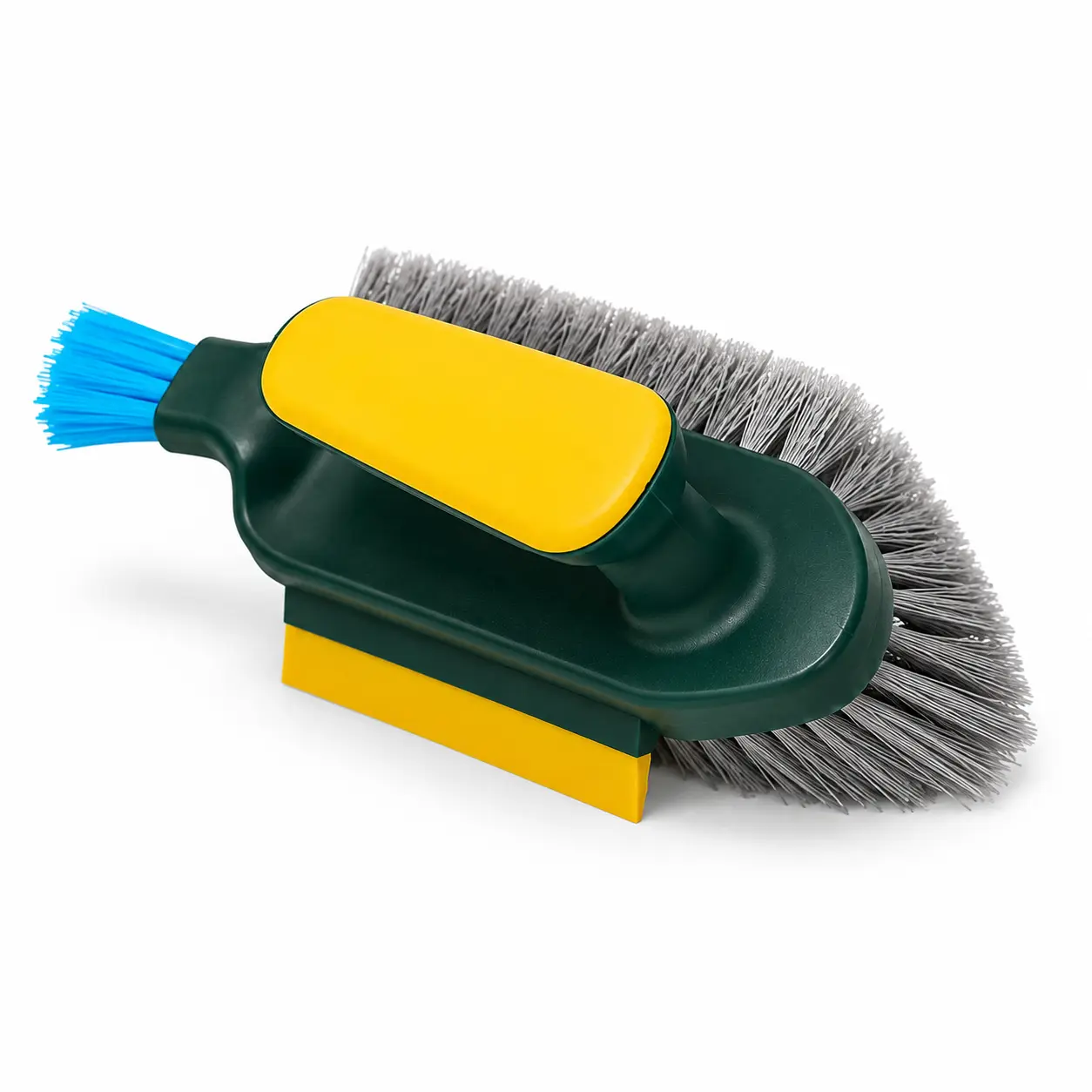 3-in-1 Multi-Purpose Cleaning Tool with Built-in Squeegee - V-Shaped Bristles Comfortable Scrub Brush, Deep Cleans Bathroom Tile Grout, Kitchen Sink (1 Size)