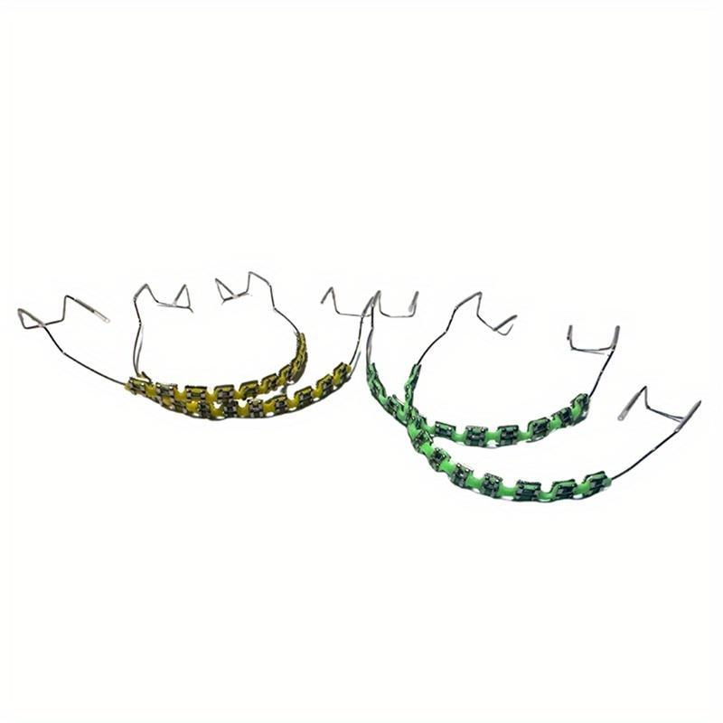 1 Pair Temporary Fake Braces - Customizable Colorful Metal Brackets with Elastic Ligature Ties, Comfortable Oral Tool for Teeth Simulation & Sports (Includes Storage Box), s Daily Blue