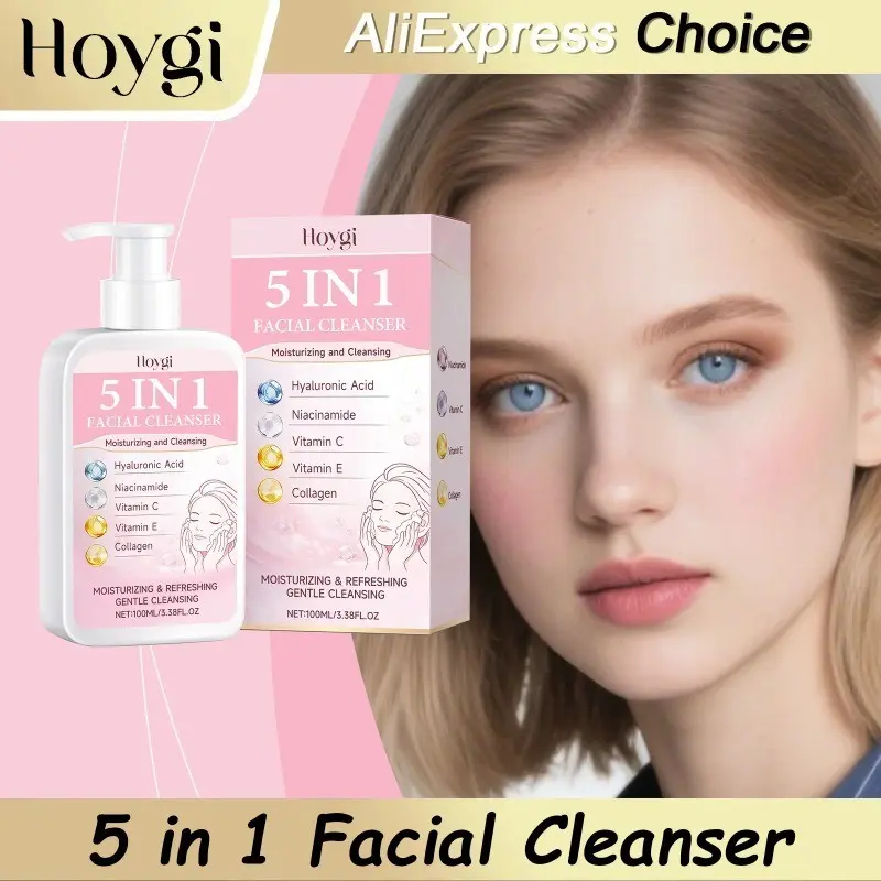 HOYGI Hydrolyzed Collagen Facial Cleanser Foam Hydrating Deep Cleaning Remove Acne Oil Control Gentle Exfoliating Shrink Pores Face Wash