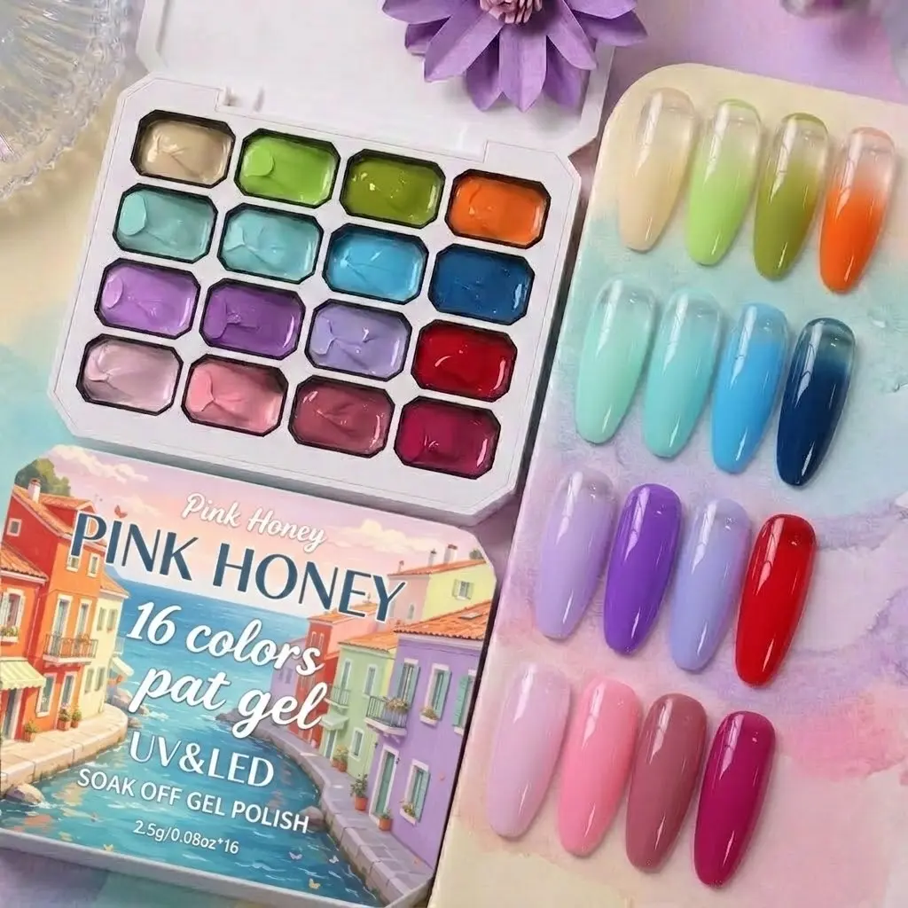 16 Color Y2K Nail Gel Set, Dopamine Macaron Solid Gel, High Saturation Shimmer, LED Nail Art, DIY Nail Design, Nail Balm