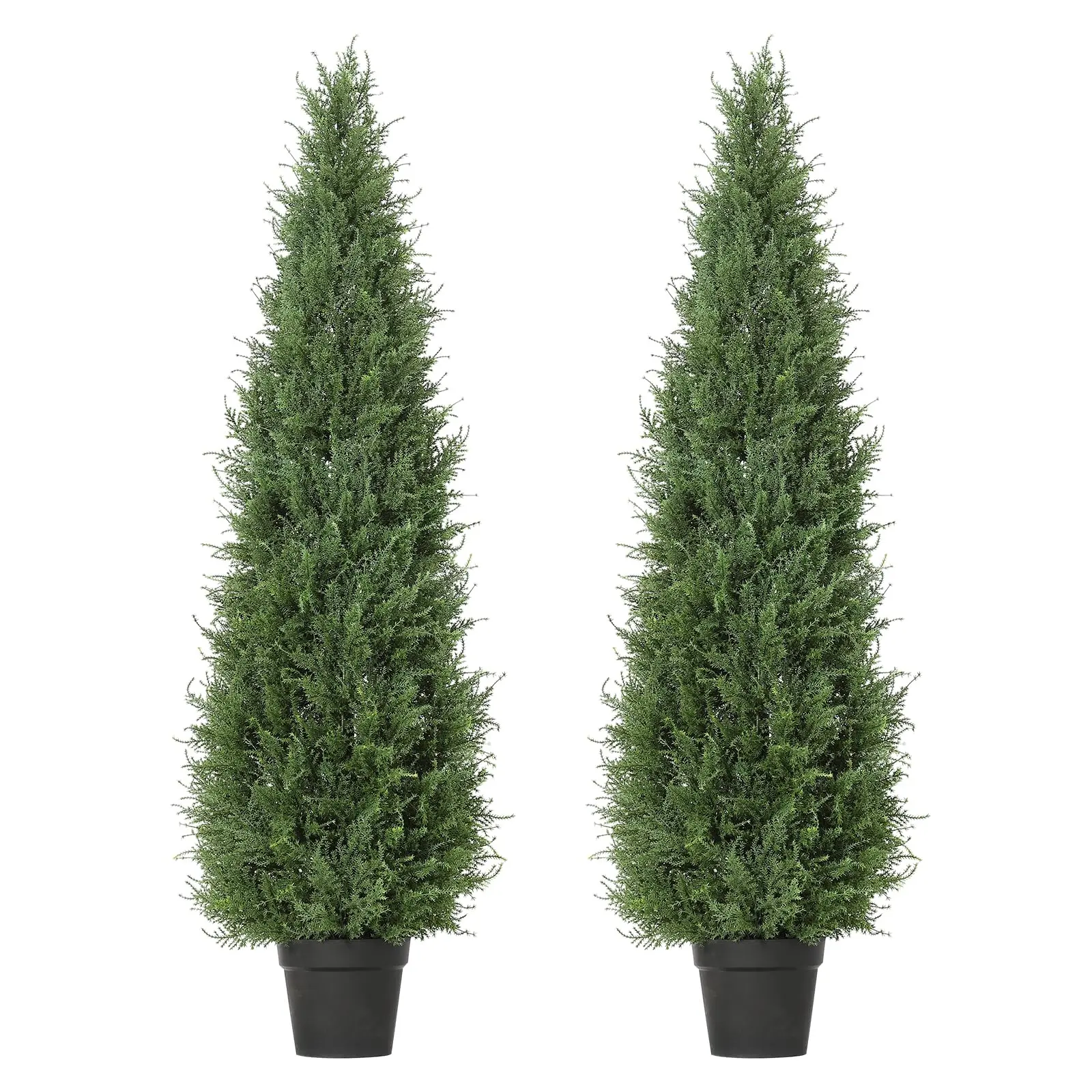 Garvee 4FT Artificial Cedar Topiary Trees (2 PCS) - Realistic UV Resistant Faux Cedar Trees Ideal for Outdoor Planters, Porch, Patio, Garden & Indoor Décor, Suitable for Living Room, Office, Front Door