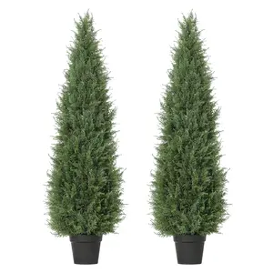 Garvee 3FT Artificial Cedar Topiary Trees (2 PCS) - Realistic UV Resistant Faux Cedar Trees Ideal for Outdoor Planters, Porch, Patio, Garden, and Indoor Décor - Perfect for Living Room, Office, Front Door