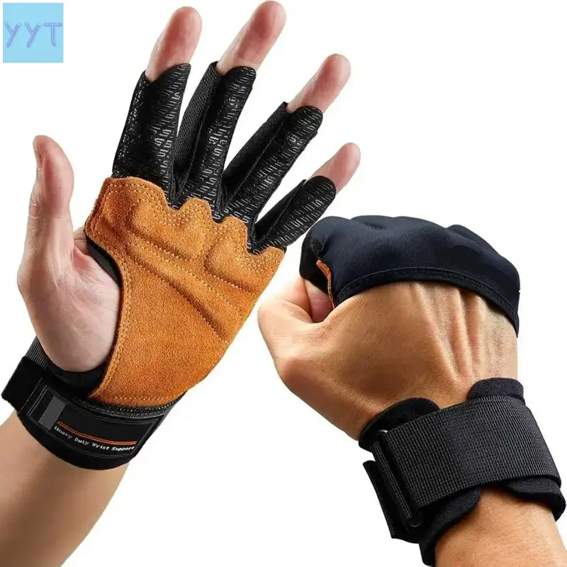 YYT1  Outdoor leather and silicone air-cushion fitness half-finger gloves men and women, suitable running, climbing, and weightlifting, anti-and breathable gloves