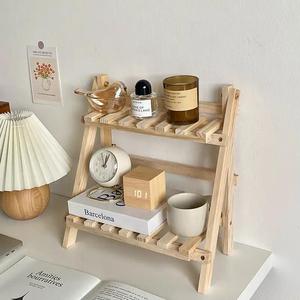 wooden desktop   organizing storage rack, 1 count double layer desk organizer, desk storage shelf for home office, summer essentials, desk accessories, home decor shelf, room accessories, bedroom decor, girls bedroom furniture