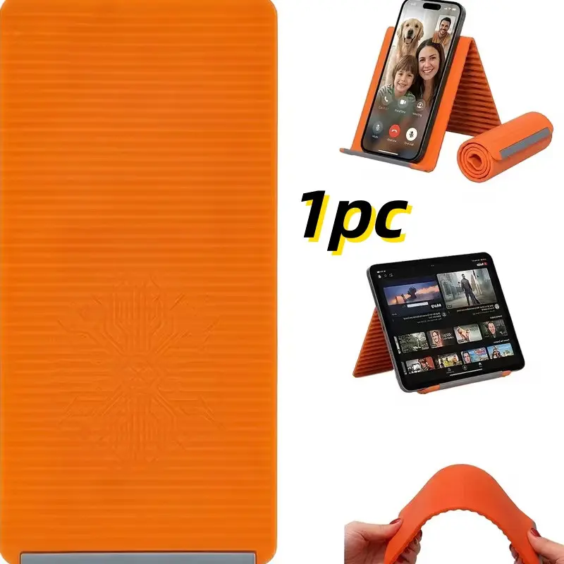 Foldable Silicone Folding Stand, Aluminum Alloy Board, Anti-Slip Desktop Support, Flexible Bending Function, Compatible with Phones, Tablets, Laptops