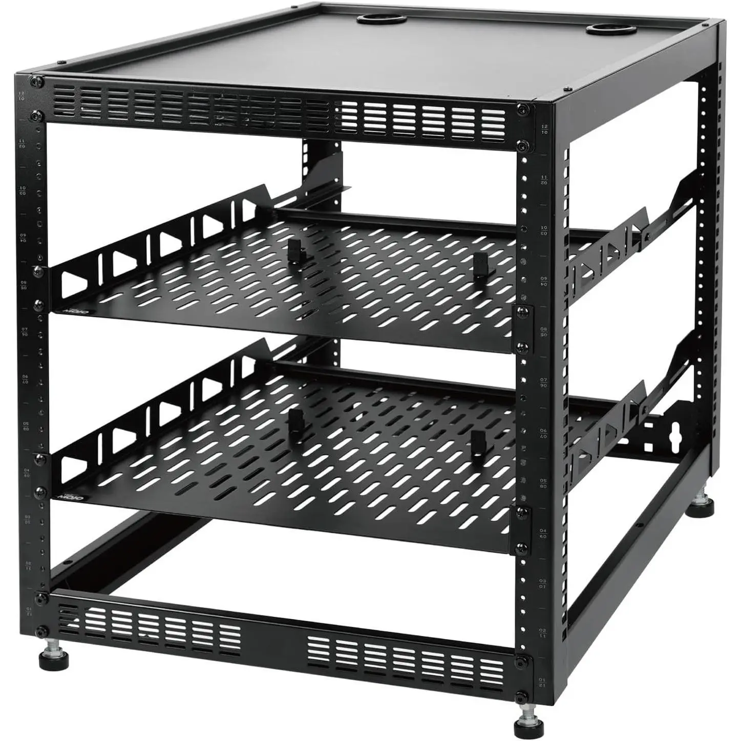 12U Open Frame Network Rack for IT & AV Gear, AV Rack Floor Standing or Wall Mounted,with 2 count 1U Rack Shelves & Mounting Hardware,Network Rack for 19" Networking,Audio and Video Device