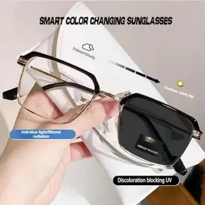 Smart Auto-Zoom Progressive Reading Glasses, Reading Eyeglasses, Clear Indoors, Sunglasses Outdoors, Photochromic Glasses, UV & Blue Light Protection, Metal Frame Material