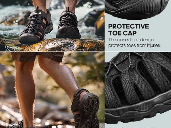 NORTIV8 Men's Closed Toe Outdoor Hiking Sandals for Breathable and Anti-Slip Adventure Walking Snorkeling Athletic Shoes NORTIV8 Men's Closed Toe Outdoor Hiking Sandals for Breathable and Anti-Slip Adventure Walking Snorkeling Athletic Shoes
