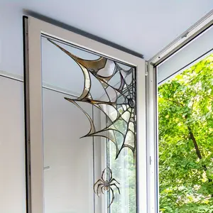 Halloween Spider Web Static Glass Sticker, Double-Sided Visible, 20 Wires, Self-Adhesive Window Decor, 11.81 X 11.81 Inches, D12001-Yx