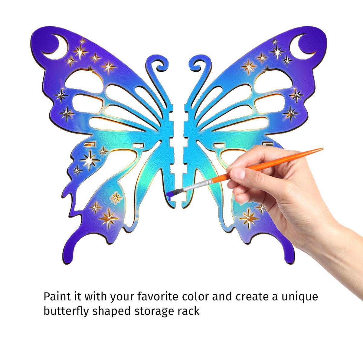 Wooden Butterfly Shaped Wall Mounted Storage Rack, 1 Count Hollow Out Design Wall Hanging Shelf, Wall Decor for Home Living Room Bedroom, Wall Mounted Organizer