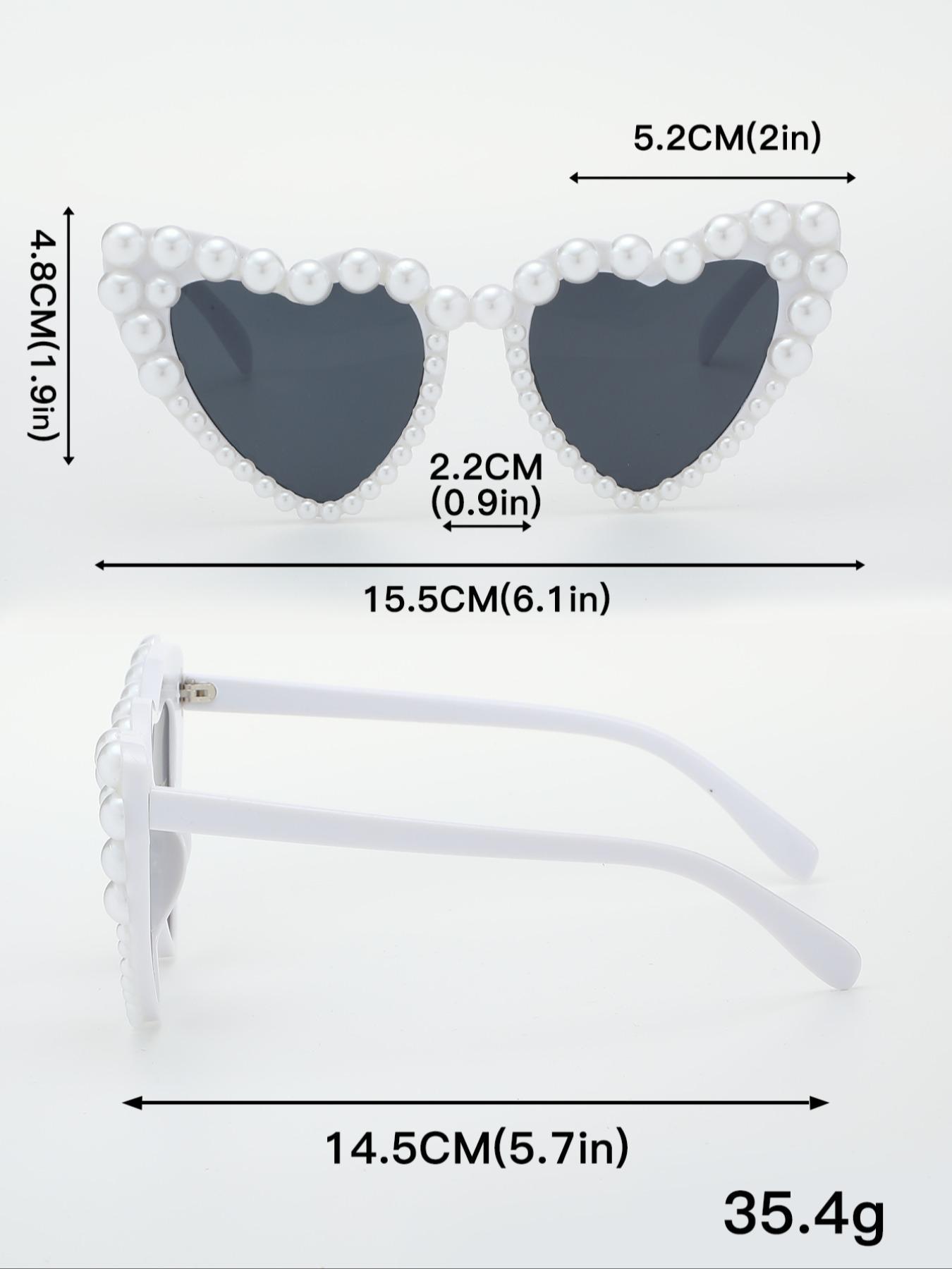 Heart-Shaped Pearl-Inspired Glasses, Luxe Style, Perfect for Mother's Day, Birthday Parties, Wedding Gifts, Includes Cleaning Cloth