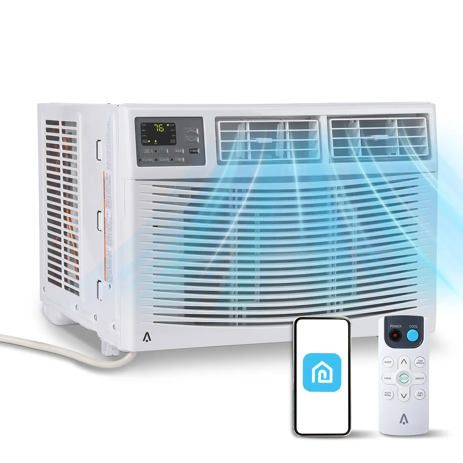 12000 BTU Smart WiFi Window AC Unit, 3-in-1 Cooling Dehumidifier Fan, Ultra Quiet Operation, Energy Saving with Remote & App Control, Cools Rooms Up to 550 Sq Ft