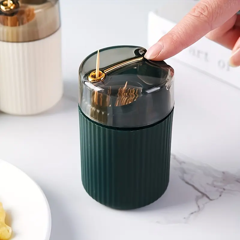 Convenient Household Toothpick Storage Box - Automatic Release Push-type Plastic Glass Without Toothpicks