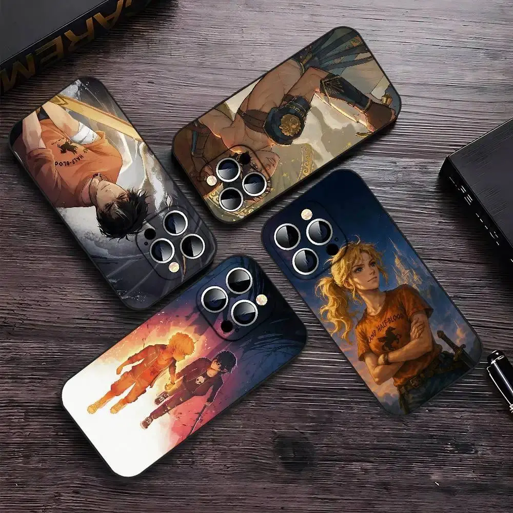 Anime Percy Jackson Phone Case Black Shockproof Protective Cover Compatible with iPhone 11-17 Pro Max/Plus & Samsung Galaxy S23-S25