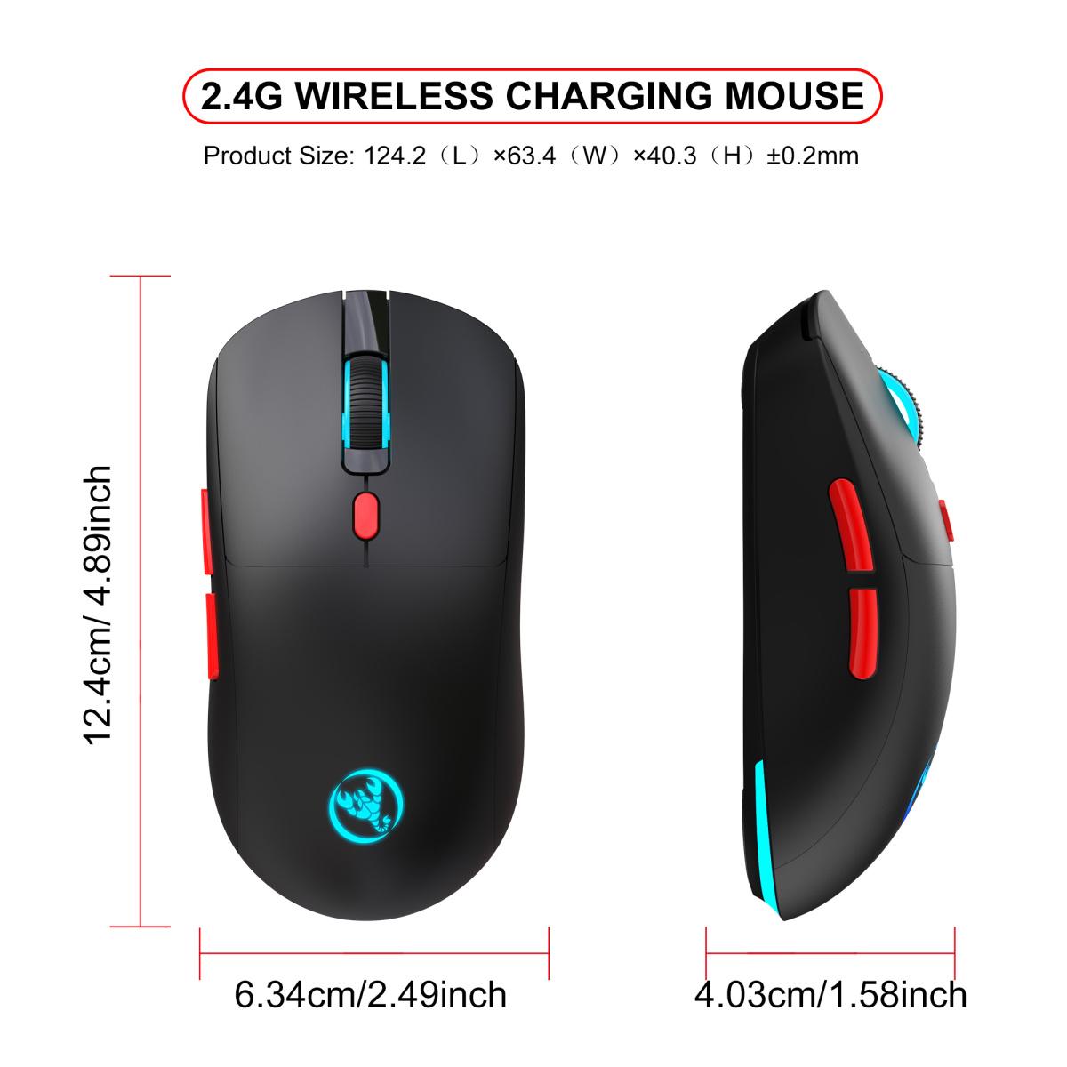 Wireless 2.4g Mouse with 650 mah Battery, Optical Movement Detection, Right Hand Orientation, Suitable for PC Laptop MAC Gaming Office Use Ergonomic Gaming Mouse