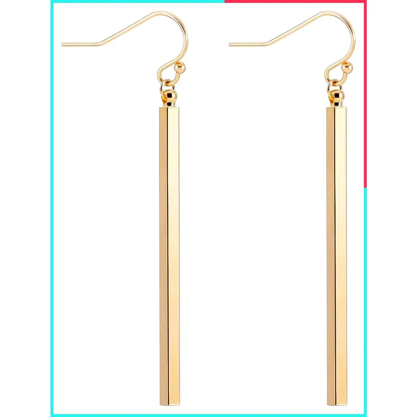 18K Gold Plated / Platinum Plated Long Vertical Bar Drop Dangle Earrings - Minimalist Geometric Hanging Jewelry for Women