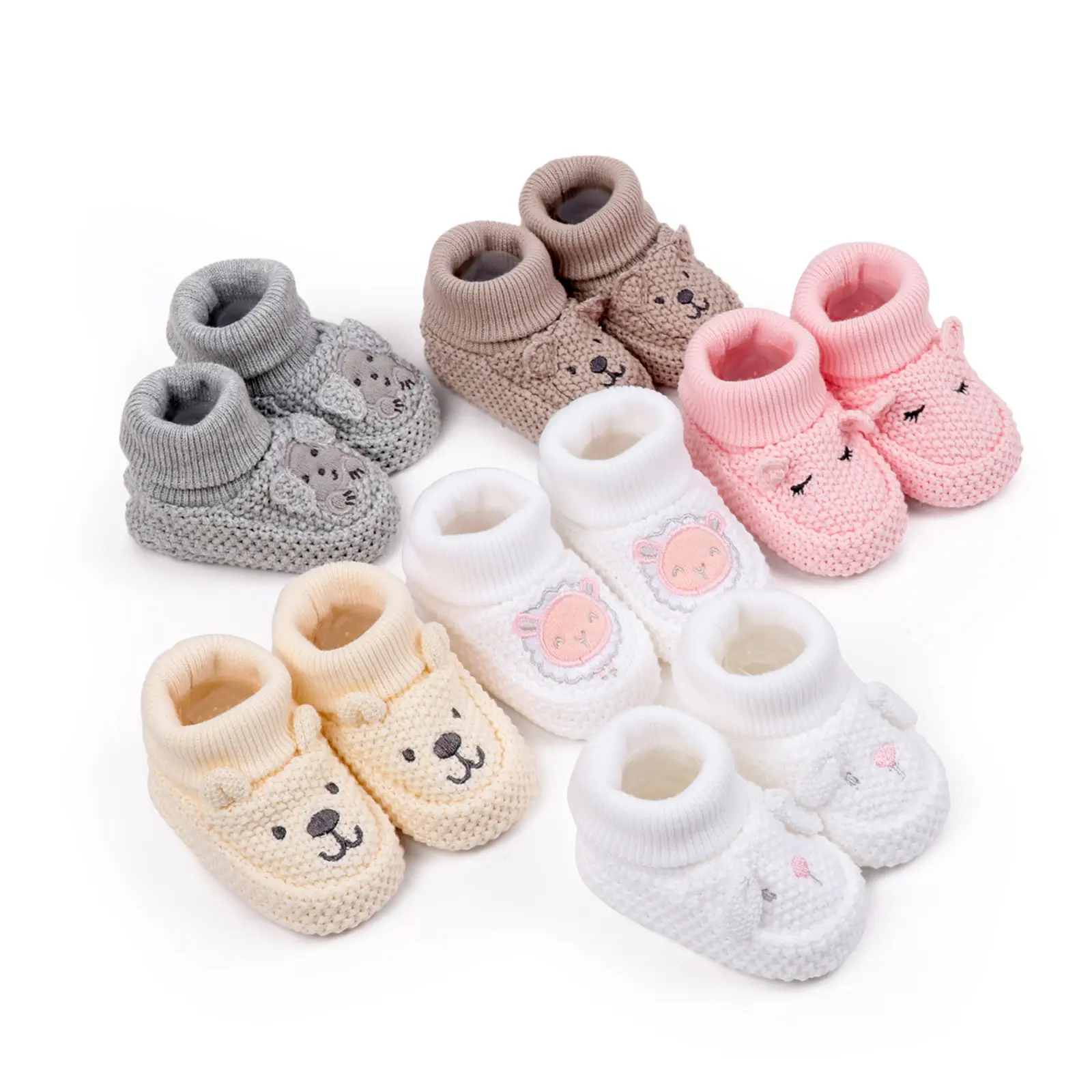 Infant Baby Boys Girls Knitted Booties Soft Cute First Walking Socks Shoes for Winter Warm Knit Boots Shower Gift
