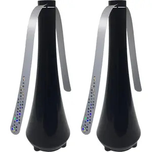 Fly Swatter for Outside/Inside Meal, Picnic, Barbeque, Events - Battery Operated Food Spinning Fan (Black Color, 2pcs)