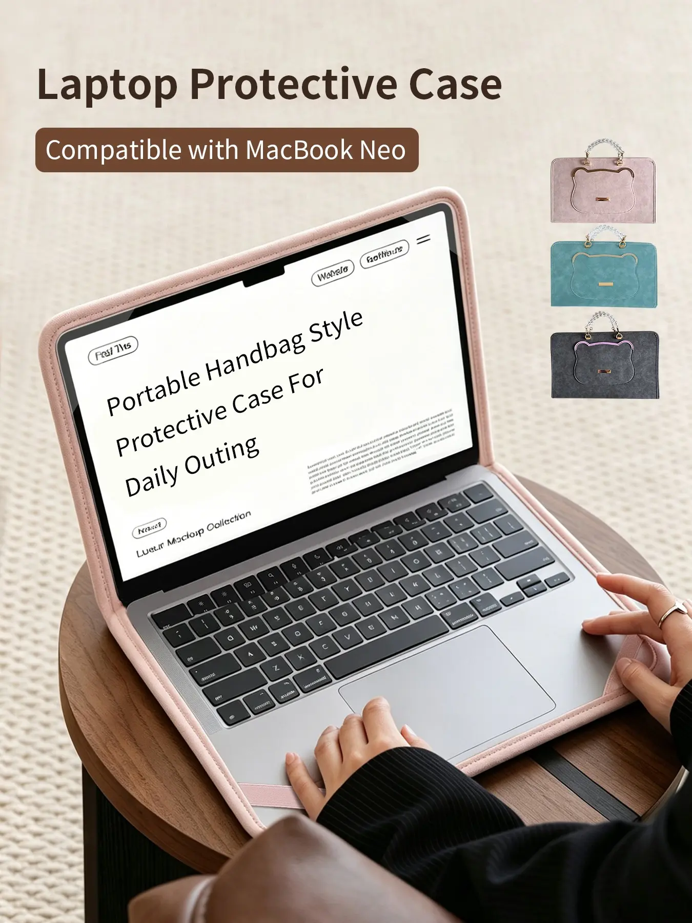 New 2026 Laptop Case for Macbook Neo, Anti-Shock and Drop-Proof, Elegant Commuter Handbag, Women's High-End Computer Protector
