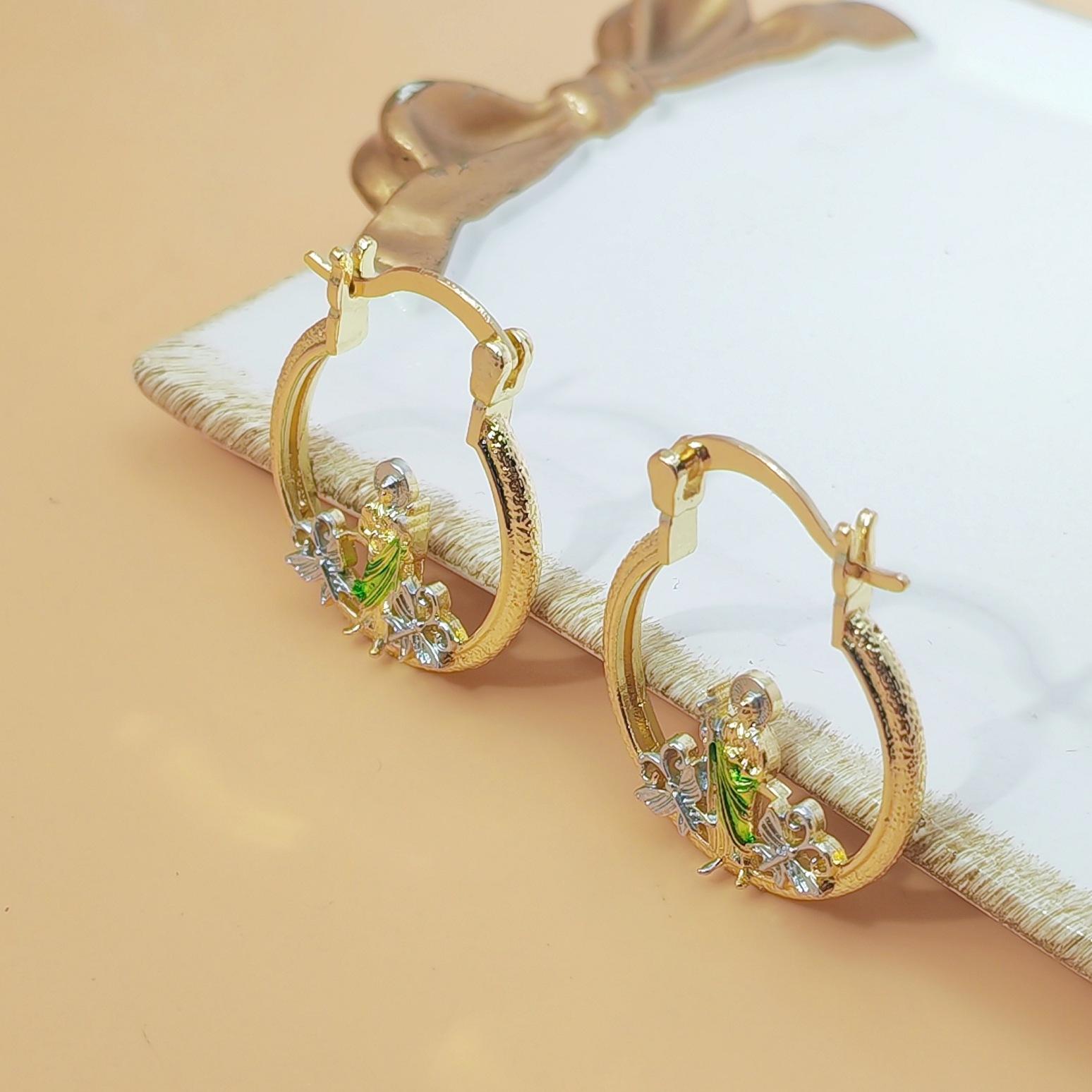 Vintage Saint Jude Portrait Drop Earrings for Women, European American Religious Inspired Design, Luxury Minimalist Style, Elegant & Chic Fashion Jewelry, Perfect for Daily Wear, Parties & Meaningful Gift Giving