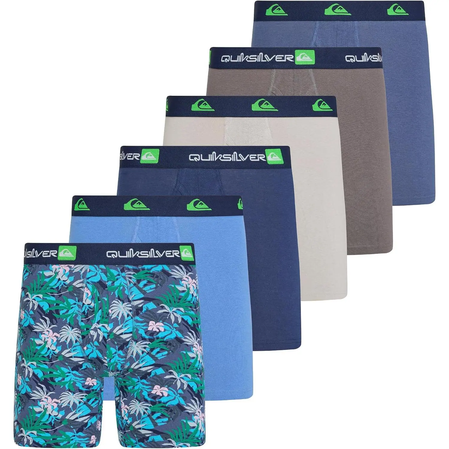 Quiksilver Men's Performance Boxer Briefs, 6 Pack Breathable Stretch Cotton