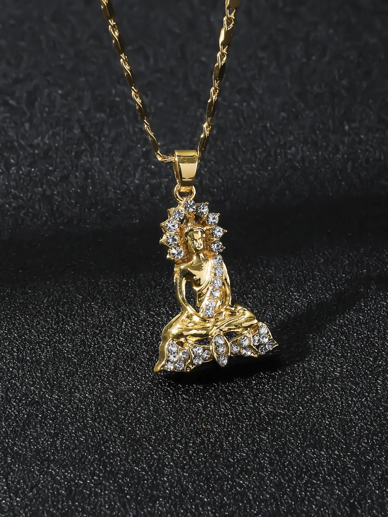 Men's Hip-Hop Style Buddha Necklace, 3D Sitting Pose, Buddhist Elements Jewelry, Daily Prayer Wear, Fashionable Accessory, Faith Pendant Necklace, Costume Jewelry Necklace