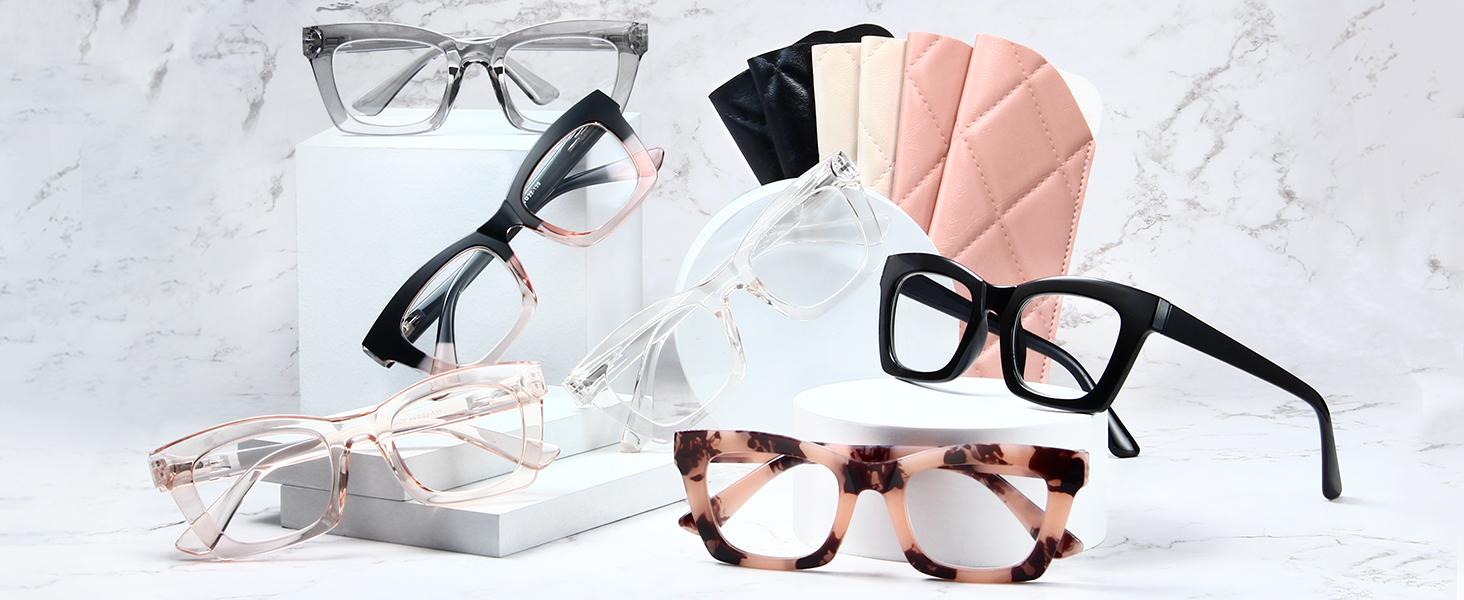 6 Pack Oprah Reading Glasses for Women, Eyeglasses, Blue Light Readers for Women, Computer Eye Glasses, Cheaters