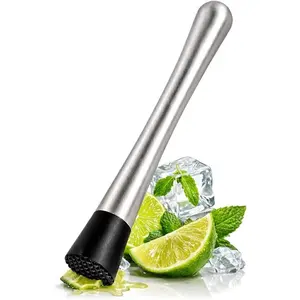 Muddler for Cocktails – 8 Inch Cocktail Muddler Tool with Stainless Steel Handle & Grooved Nylon Head – Fruit Smasher for Drinks, Mojitos, Mint, Lemons, Herbs, Summer Cocktails & Cocktail Gift for Dad