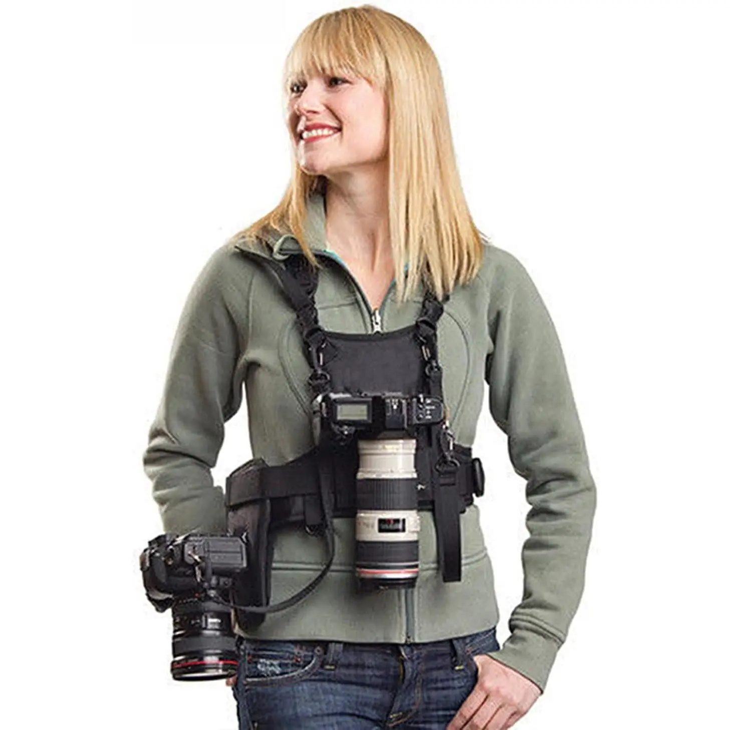 NC-Vest  Camera Carrier Chest Harness,Double  Camera Strap for  6D 5D2 5D3  D800 D810  A7S A7R A7S2 Sigma Olympus DSLR Hiking Climbing Wedding Travel