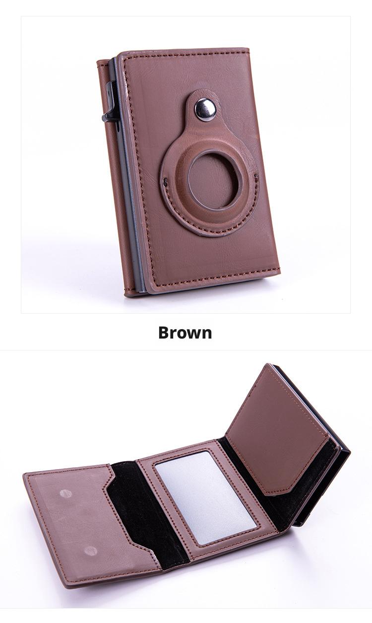 Mens Smart Wallet Card Holder for AirTag: Leather,  RFID Blocking, Slim, Carbon Fiber, Minimalist - 6-9 Card Capacity| ID Window| Cash Slot