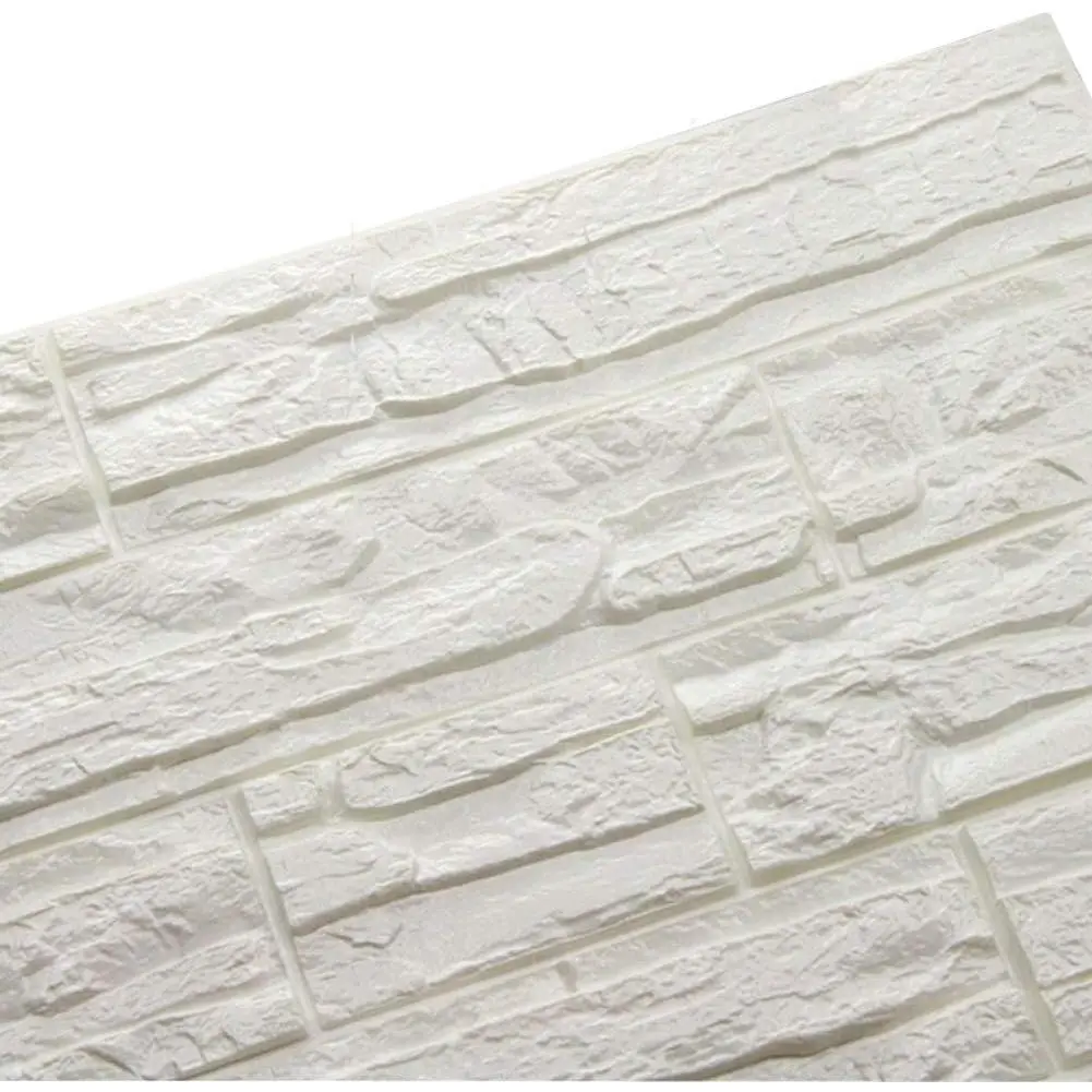 Wall Panels Peel and Stick  Brick Wallpaper, White, 12 count | Faux Stone Interior Wall Covering Panels Self-Adhesive  Wall Stickers Textured brick Paneling for Walls Decorative