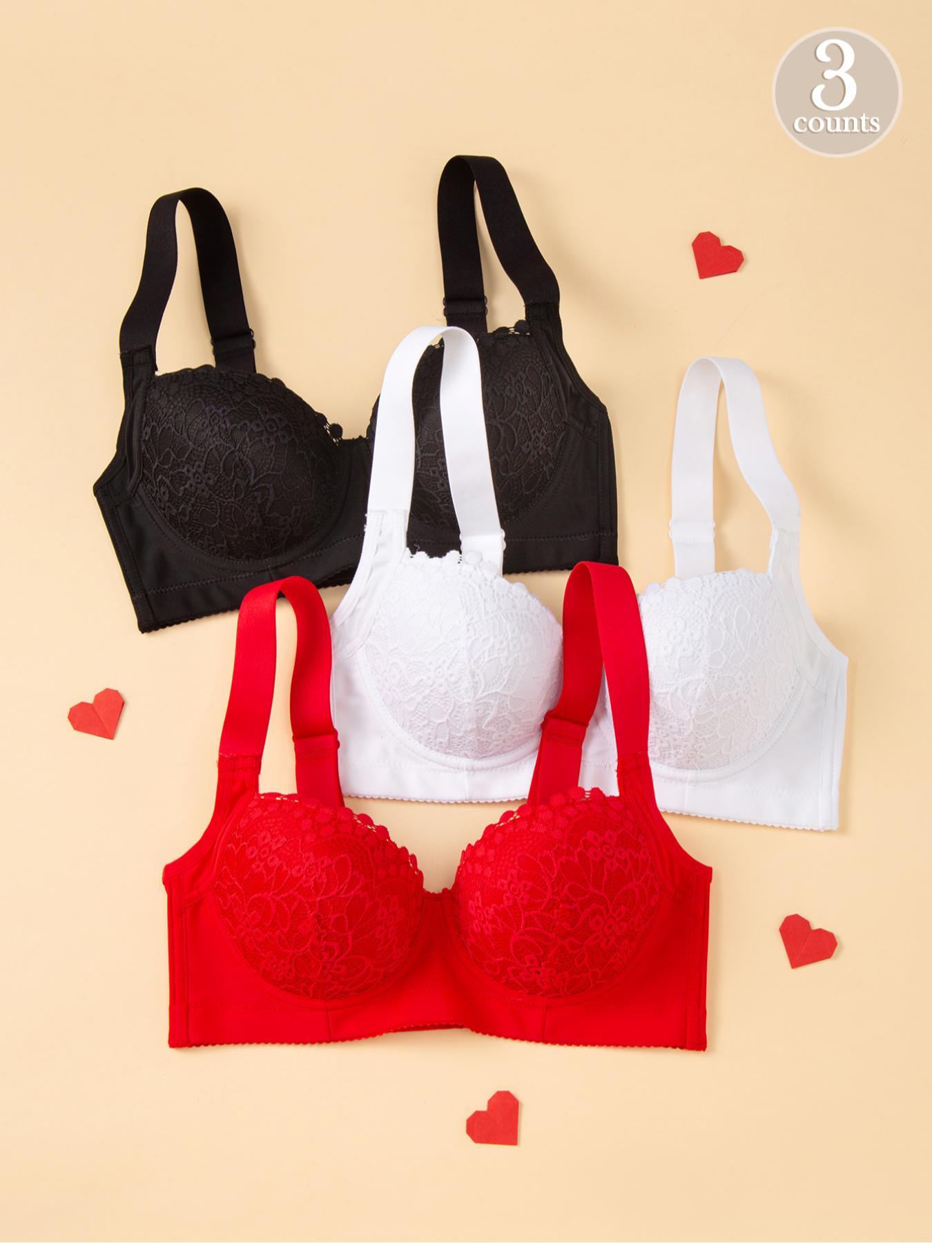 Women's Solid Color Push Up Bra, Soft Comfortable Breathable Adjustable Strap Bra, Fashionable Lingerie for All Seasons, Scallop Detail Bra