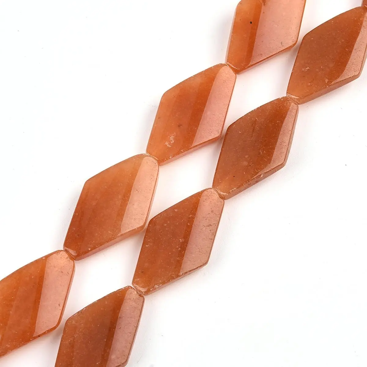 16mm  Red Aventurine Jade Stone Rhombus Twist Bead Semi Precious Beads for  Making 15.5 Inches 14 count