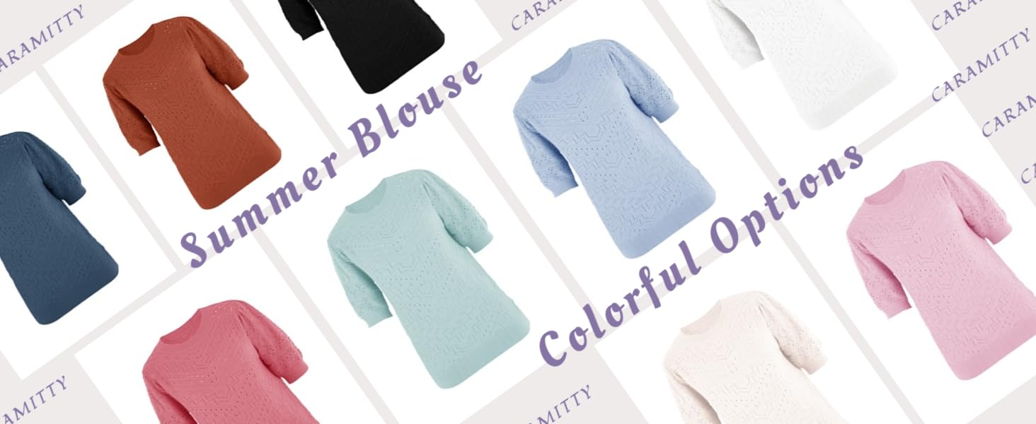 Saodimallsu Summer Tops for Women Short Sleeves Pullover Sweaters Knit Blouse Cute Dot Sweater Shirt