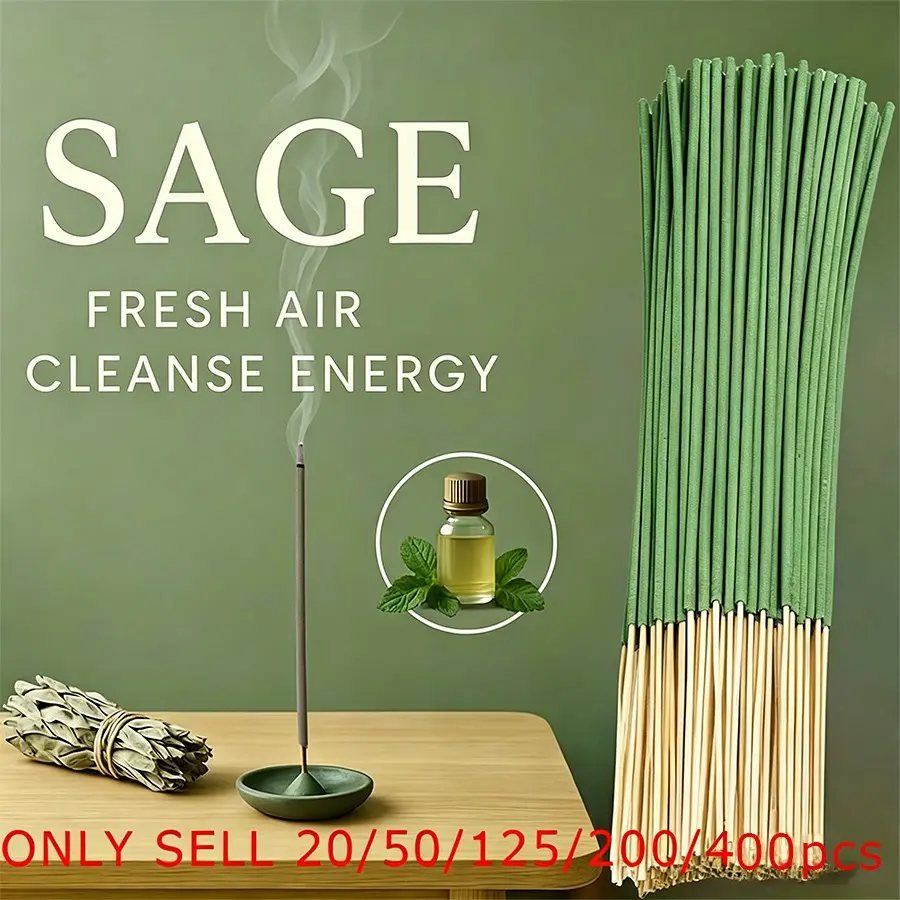 20/50/125/200/400-Count Sage Aromatherapy Sticks, 22cm, Ideal for Yoga & Meditation, Mind Purification & Negative Energy Elimination