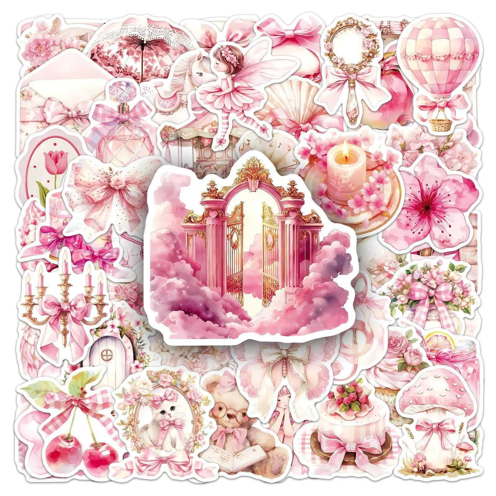 50Pcs Fairy Tale Stickers, Dreamy Cute Girl Heart Fun Waterproof Decorative Stickers, Handmade Journal Stickers, PVC Material