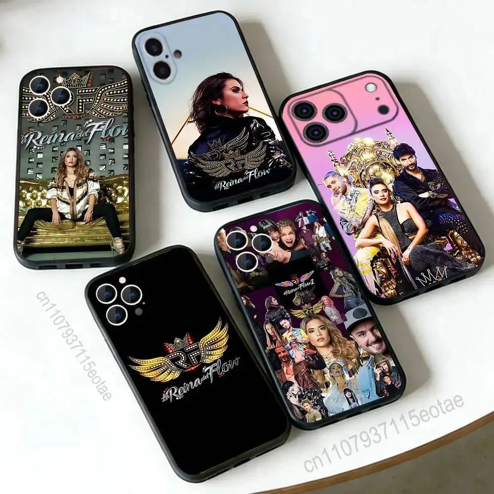 Queen of Flow La Reina Del Flow Black Silicone Soft Phone Case For iPhone 11-17 Pro Max/Plus & Samsung Galaxy S23-S25