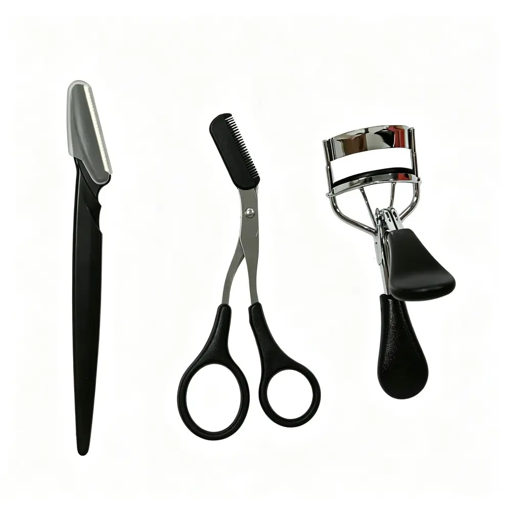 Eyebrow Grooming Kit for Women, Includes Eyelash Curler, Brow Trimming Scissors, Face Shaver, Portable Cosmetic Makeup Tools
