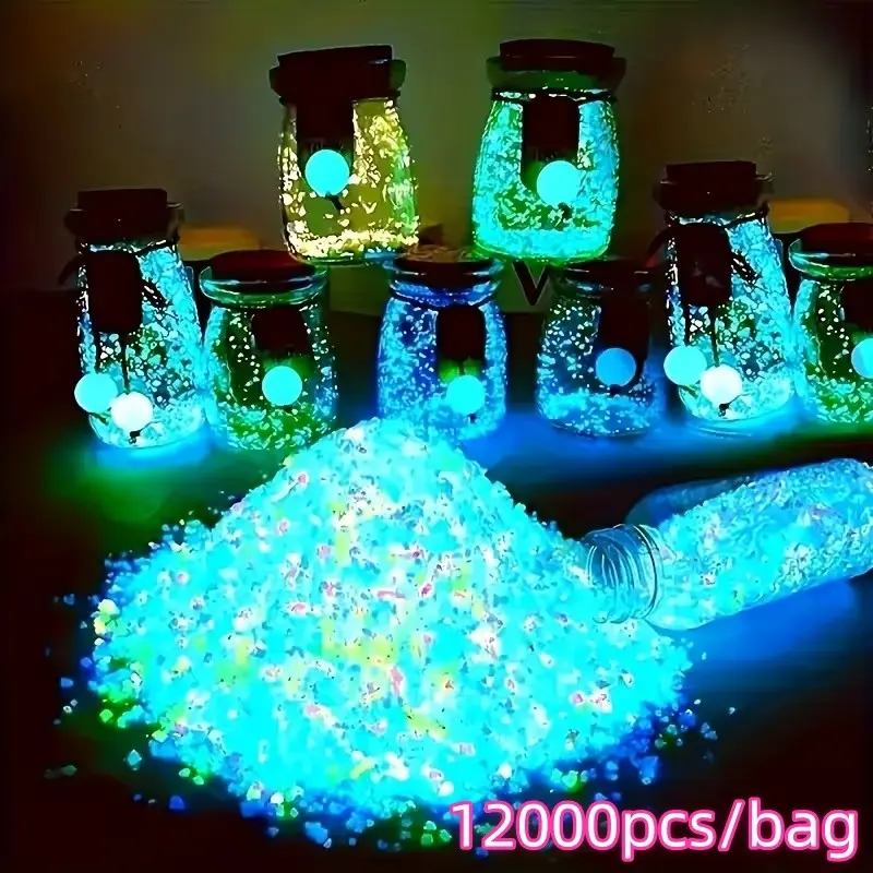 12000pcs Glow Stones Bag, Resin Material, Indoor Outdoor Decor, Flower Pot & Bonsai Decoration, Halloween Theme, Random Colors, 0.1-0.2 Inches
