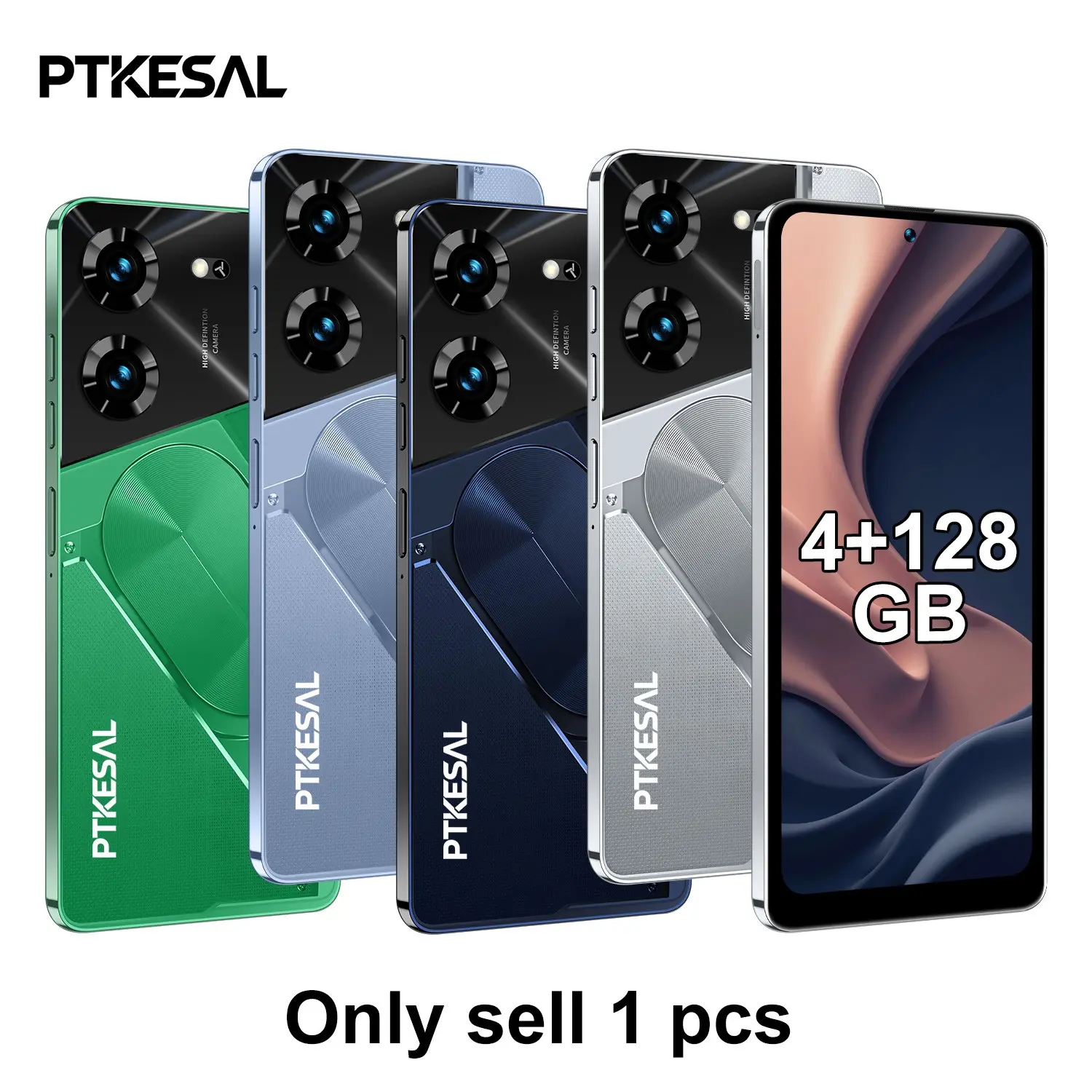 PTKESAL-Pova5 Pro 4g Smartphone, 4GB+128GB RAM, Mtk6762 Octa-Core, Android 12, 6.9-Inch Screen, 5000mah Battery, Fingerprint & Face Unlock