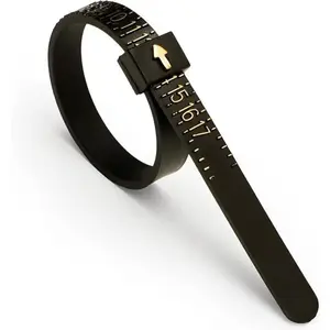 US Ring Sizer Measuring Gauge, Plastic Finger Sizing Measure Tool, Reusable Ring Sizer Measuring Tool, Hand Measuring Tool for 1-17 US Rings Size, Jewelry Tools, Measurement, Gold, Bridal