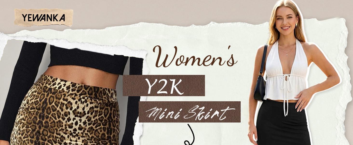 Women's Leopard Print Mini Skirt Short Skorts Elastic Waistband Sexy Bodycon Pencil Cheetah Club Skirts with Shorts