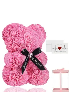 Valentine's Day Pe Rose Flower Bear Birthday Gift, High-End Handmade Replica Rose Bear, Perfect Gift for Girlfriend