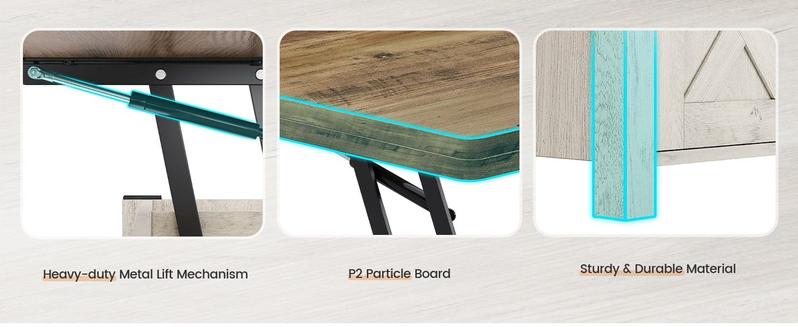 4 in 1 Multi-Function Lift Top Coffee Table with Storage and Hidden Compartment White