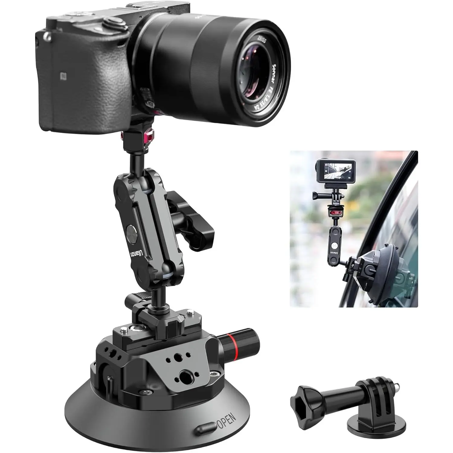 SC-02 Suction Mount 4.5'', Magic Arm Bracket for DSLR Cameras Action Camera Video  Filming, Compatible with   Pocket 3 Pocket 4/Insta 360 x5/ 360// Action Cameras