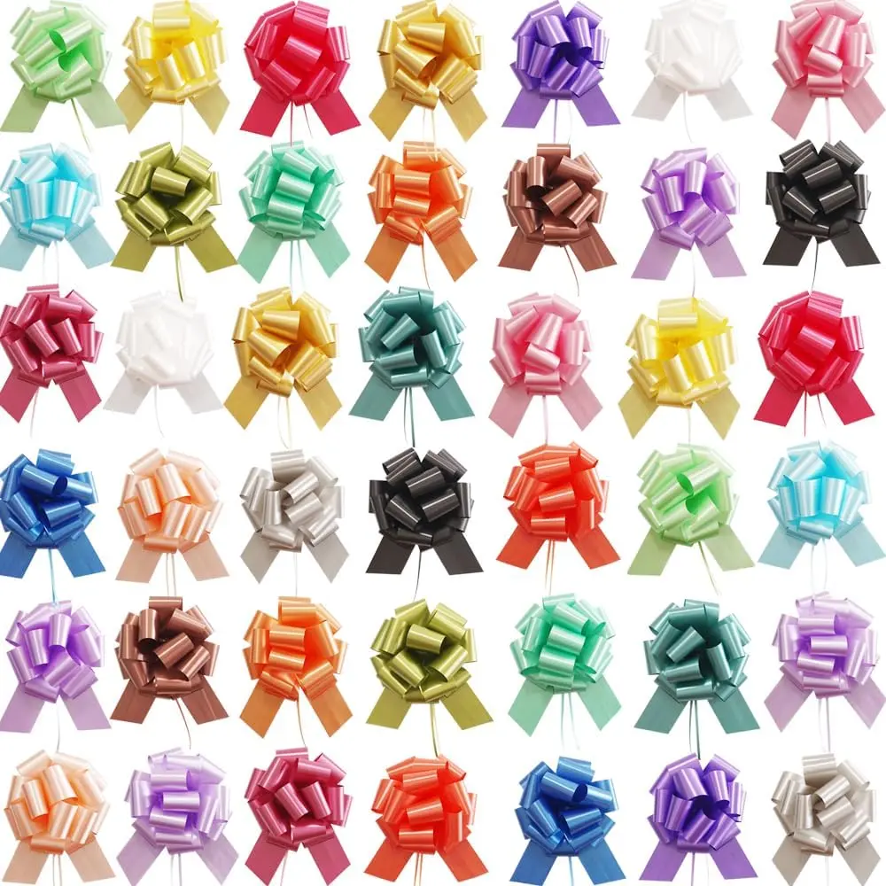 42 Pcs Large Christmas Pull Bows,6 Inch 21 Color Gift Bow for Wedding,Birthday,Anniversary,Party,Basket Decor