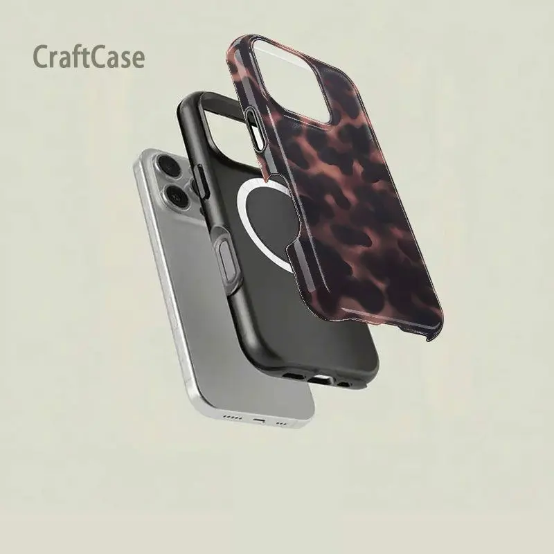 MagSafe Phone Case Tortoise Shell Cellphone Protector for Women, Shockproof TPU & Hard PC Phone Case, Amber Brown Leopard Mobile Phone Accessories for iPhone 12 for iPhone 17 Pro Max